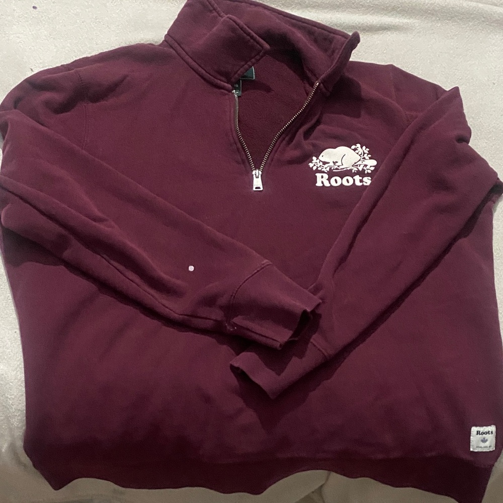 Roots Women’s Maroon Zip-Up Sweater - Picture 1 of 2